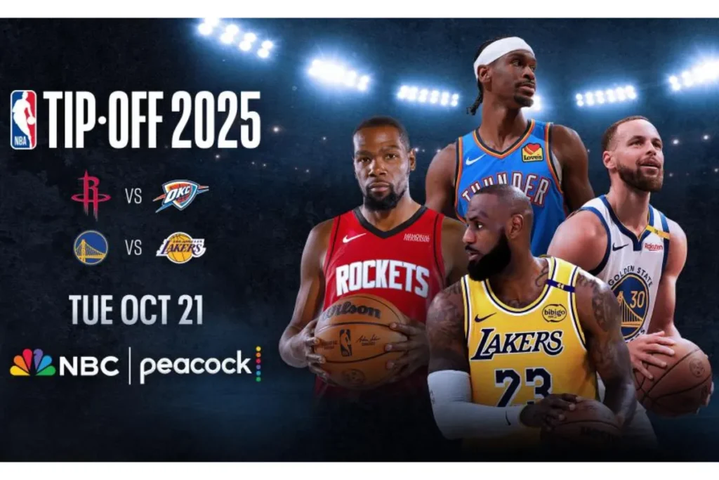 2025-26 NBA賽季開幕戰由:雷霆 vs 火箭與湖人 vs 勇士揭開序幕。