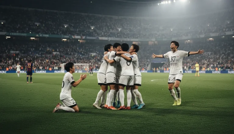 北韓內歌鄉隊在亞洲女冠聯賽準決賽中慶祝逆轉勝利