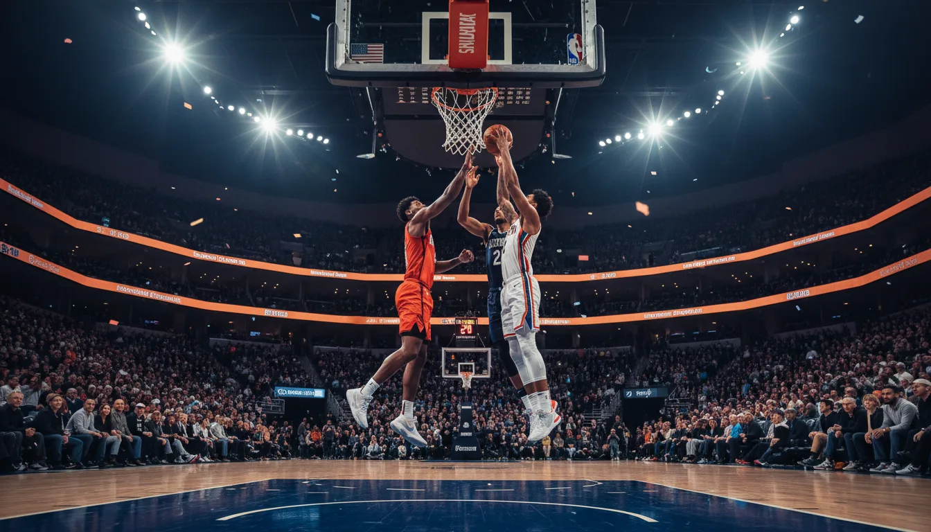 NBA會議決賽現場對抗，球員激烈爭奪籃球控制權