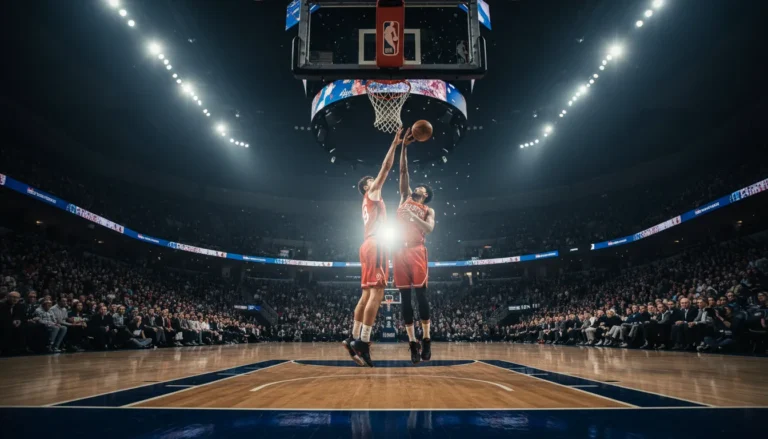 2026 NBA 季後賽四強球隊標誌與競技場景