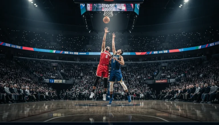 NBA季後賽中溫班亞馬與騎士隊比賽現場