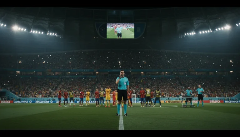 FIFA世界盃越位判定技術示意圖，展示3D虛擬掃描球員位置