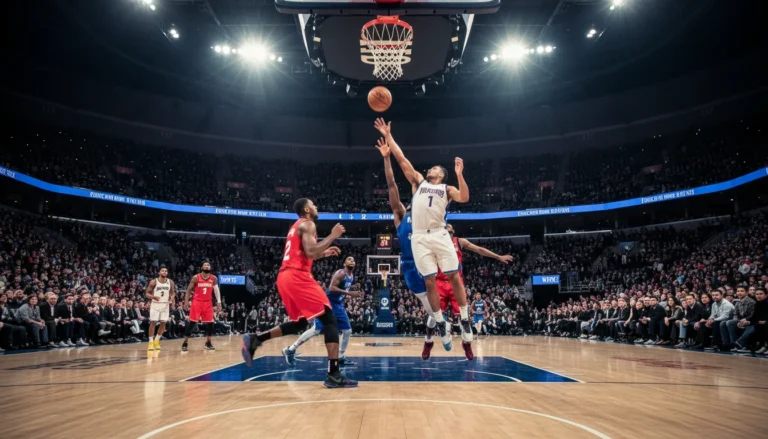 NBA夏季聯賽熱火隊與公鹿隊球場對陣情景