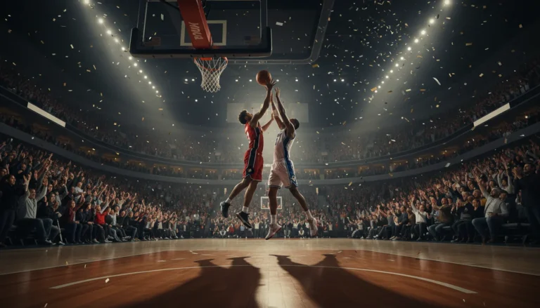 NBA總決賽球場，觀眾區與比賽進行中的情景