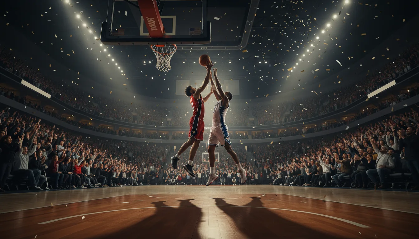NBA總決賽球場，觀眾區與比賽進行中的情景