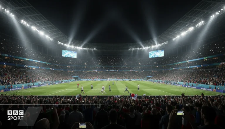BBC Sport足球猜謎遊戲介面，展示2026世界盃相關測驗