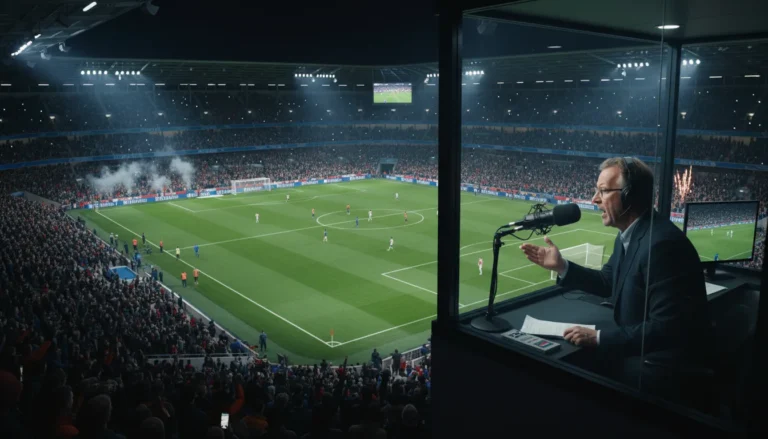 BBC Sport 足球評述員在轉播中進行現場解說